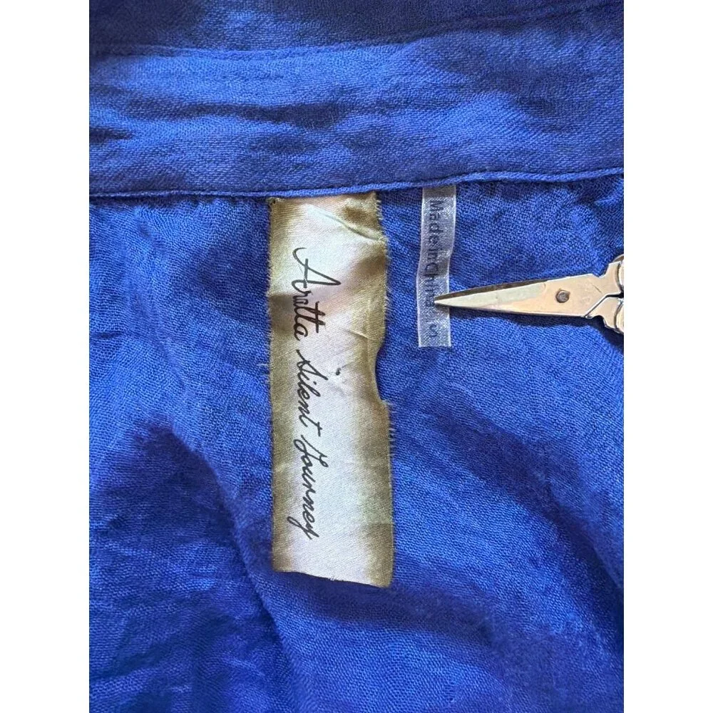 NWT Aratta Adonis Blue Embroidered Maxi Duster Shirt Dress S $228 Boho Festival - Picture 9 of 17